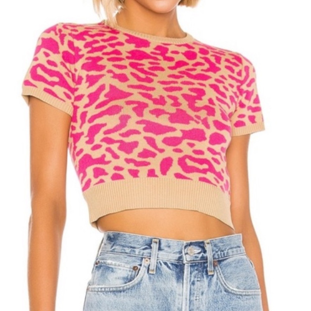 J.O.A. Leopard Short Sleeve Sweater